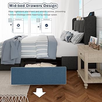 Amazon.com: GalnFu Twin Bed Frame with 4 Storage Drawers